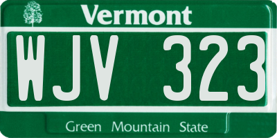 VT license plate WJV323