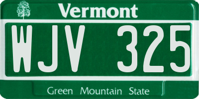 VT license plate WJV325