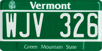 VT license plate WJV326