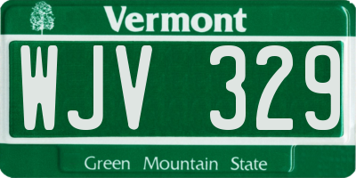 VT license plate WJV329