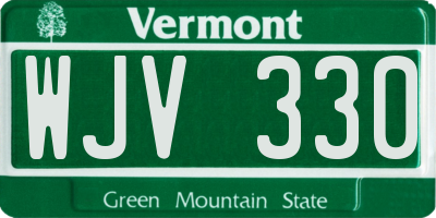 VT license plate WJV330