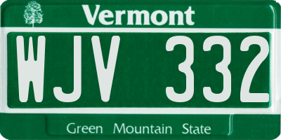 VT license plate WJV332