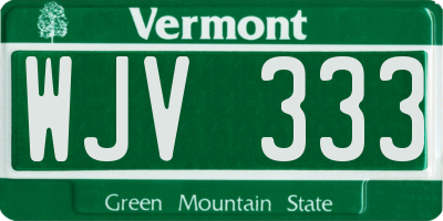 VT license plate WJV333