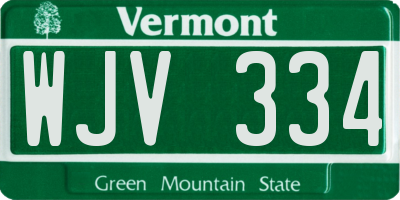 VT license plate WJV334