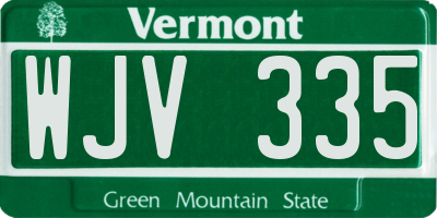 VT license plate WJV335