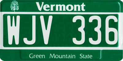 VT license plate WJV336