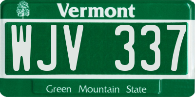 VT license plate WJV337