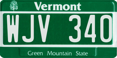 VT license plate WJV340