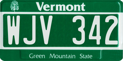 VT license plate WJV342