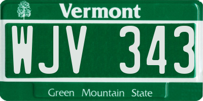 VT license plate WJV343