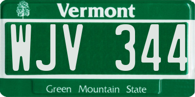 VT license plate WJV344