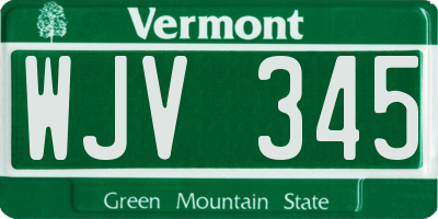 VT license plate WJV345