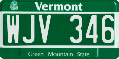 VT license plate WJV346