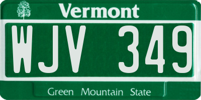 VT license plate WJV349