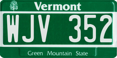 VT license plate WJV352