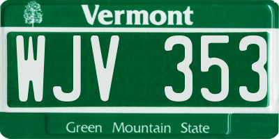 VT license plate WJV353