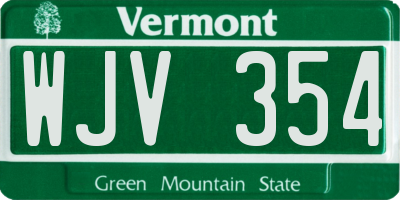 VT license plate WJV354