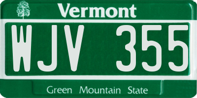 VT license plate WJV355