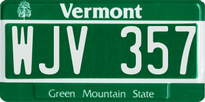 VT license plate WJV357