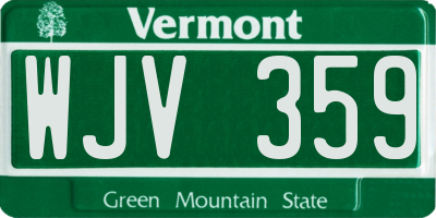 VT license plate WJV359