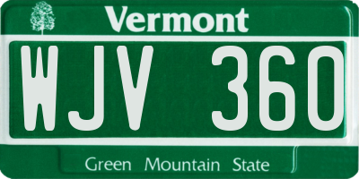 VT license plate WJV360