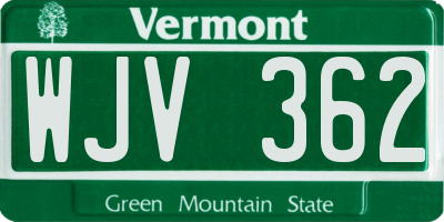 VT license plate WJV362