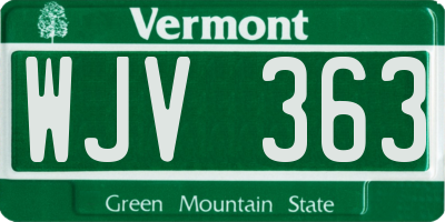 VT license plate WJV363