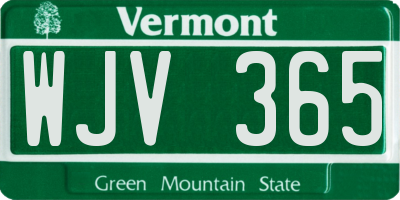 VT license plate WJV365
