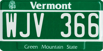 VT license plate WJV366