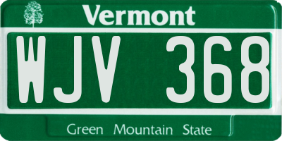 VT license plate WJV368