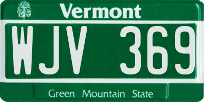 VT license plate WJV369