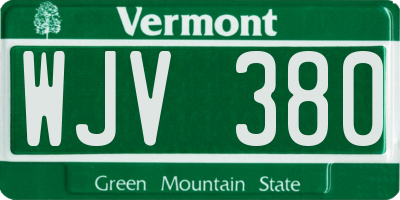 VT license plate WJV380