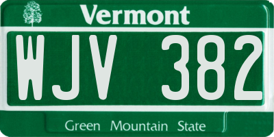 VT license plate WJV382