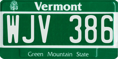 VT license plate WJV386