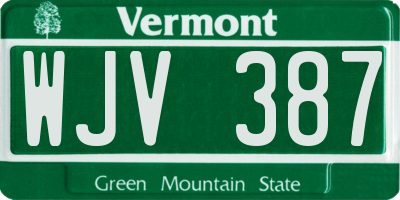 VT license plate WJV387