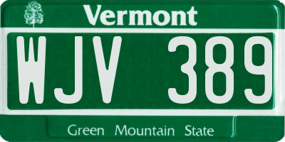 VT license plate WJV389