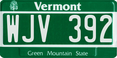 VT license plate WJV392