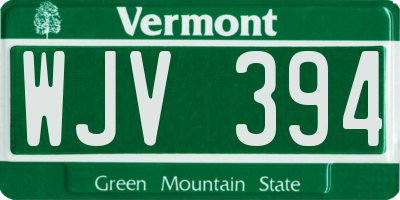 VT license plate WJV394