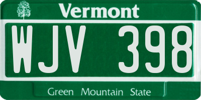 VT license plate WJV398