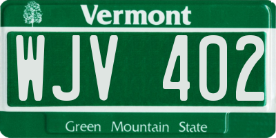 VT license plate WJV402