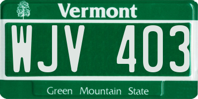 VT license plate WJV403