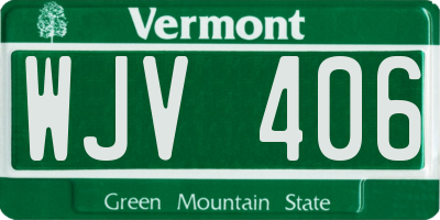 VT license plate WJV406
