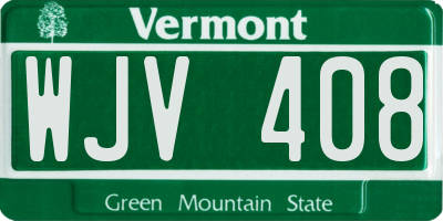 VT license plate WJV408