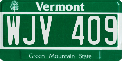 VT license plate WJV409
