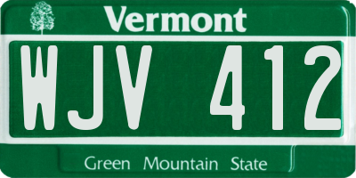 VT license plate WJV412