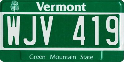 VT license plate WJV419