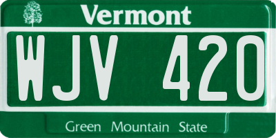 VT license plate WJV420