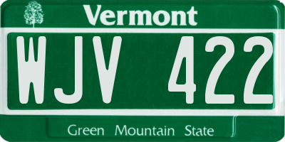 VT license plate WJV422