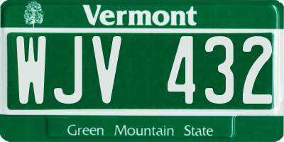 VT license plate WJV432
