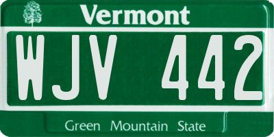 VT license plate WJV442